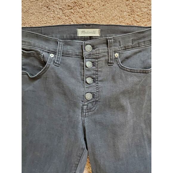 Madewell Black Button Fly 9" Mid-Rise Skinny Raw Hem Jeans Style #H3026, Size 28 - Picture 4 of 11
